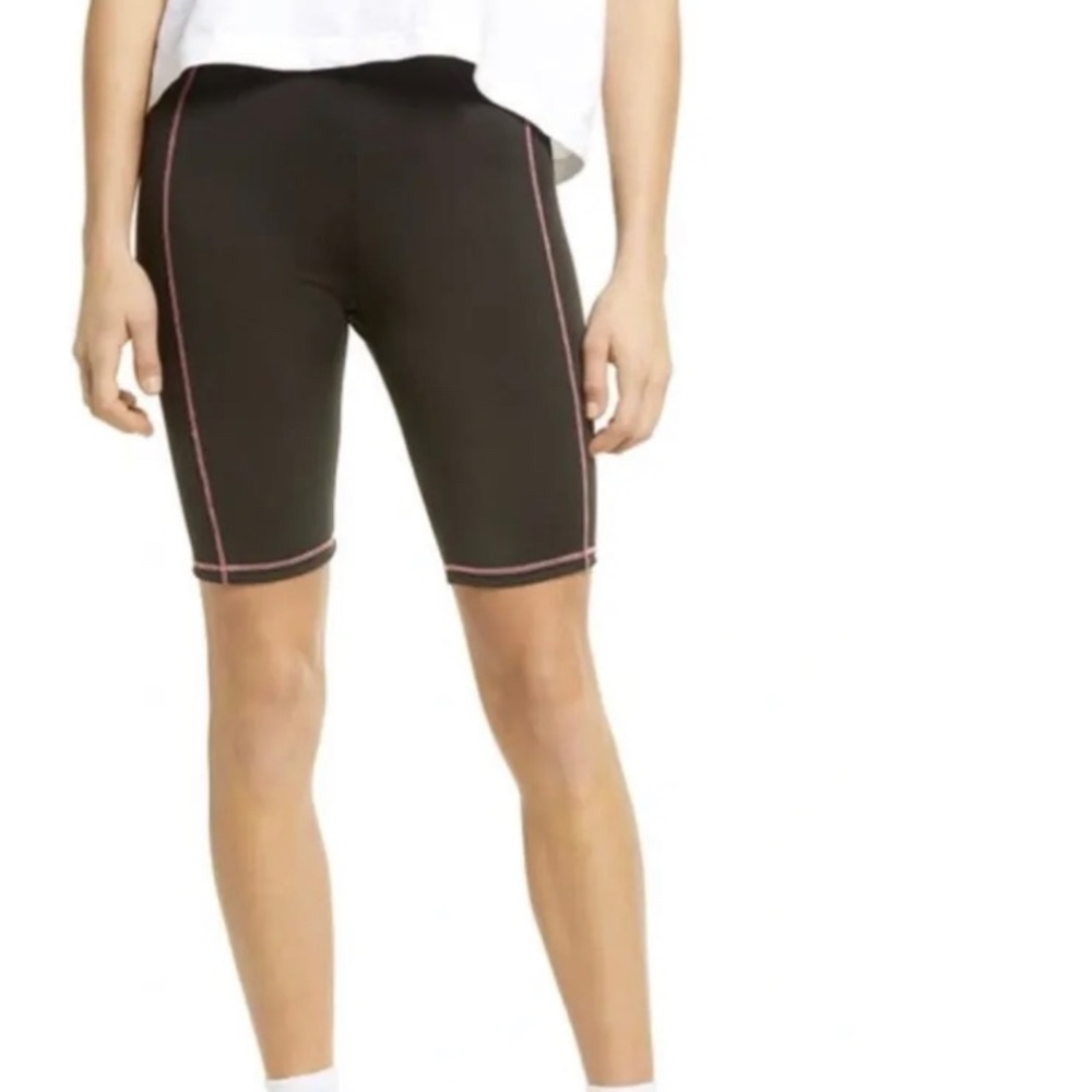 BP Contrast Stitch Bike Shorts Black Neon Pink Small NWT 5153